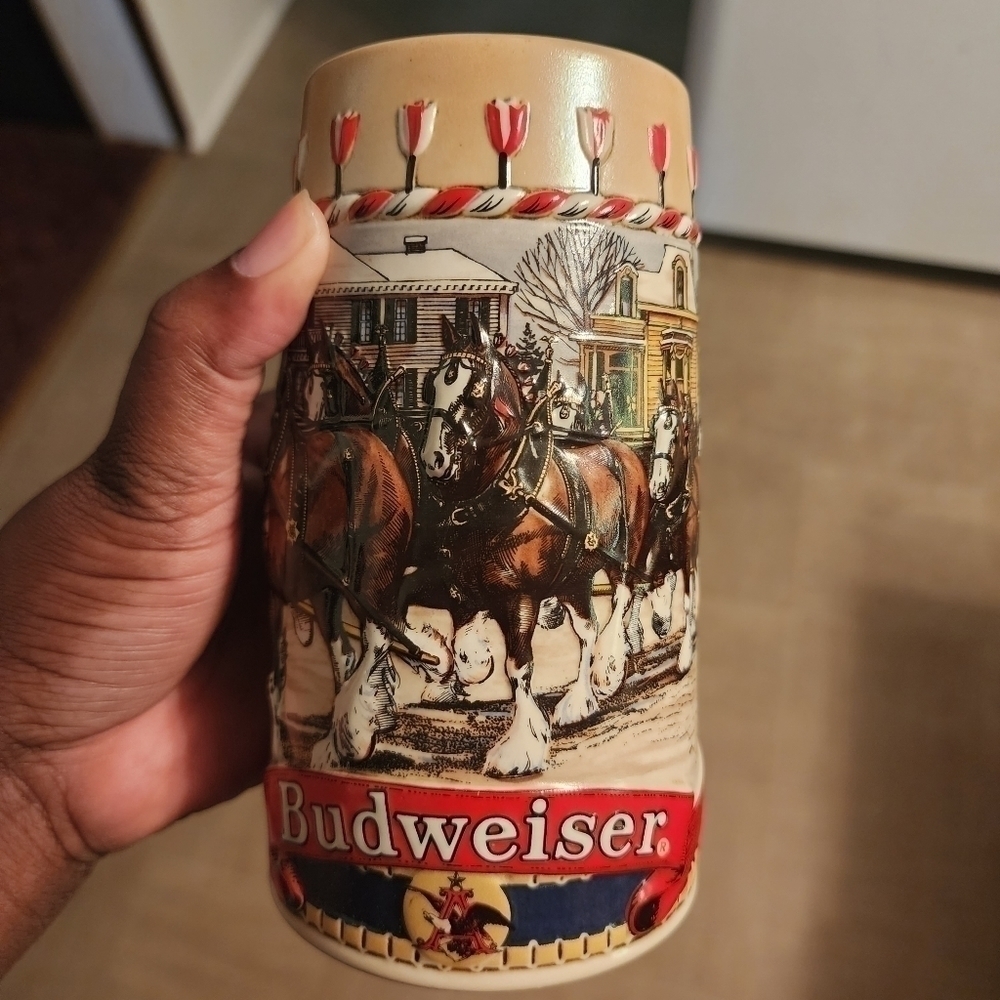 Vintage 1986 Budweiser Holiday Stein Beer Mug Christmas B Series 1986